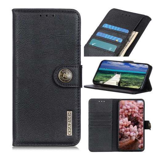 For Samsung Galaxy A13 4G KHAZNEH Cowhide Texture Horizontal Flip Leather Phone Case(Black)