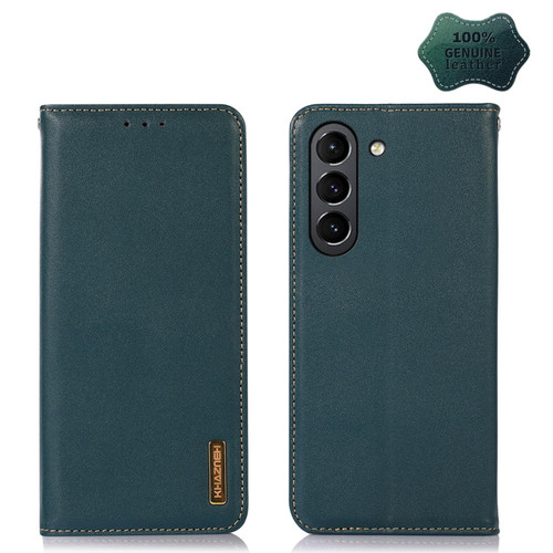 For Samsung Galaxy S21 FE 5G KHAZNEH Nappa Top Layer Cowhide Leather Phone Case(Green)