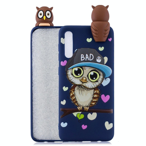 For Galaxy A50 Shockproof Cartoon TPU Protective Case(Blue Owl)
