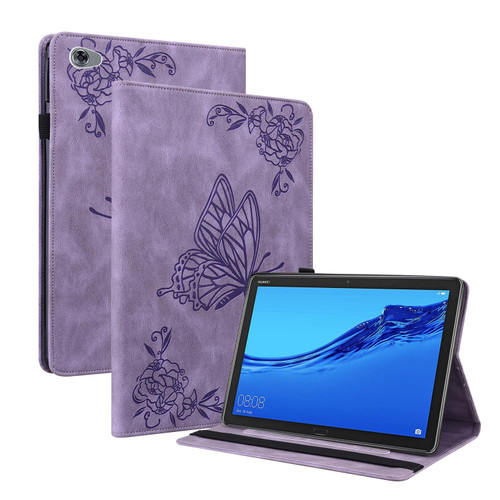 For Huawei MediaPad M5 Lite Butterfly Flower Embossed Leather Tablet Case(Purple) For Huawei MediaPad M5 Lite Butterfly Flower Embossed Leather Tablet Case(Purple)