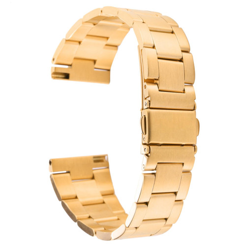 For Samsung Galaxy Galaxy Watch 3 45mm / Huawei Watch 3 / 3 Pro 22mm Three-bead Steel Quick Release Watch Band(Gold)
