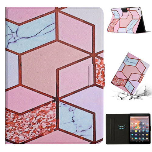 For Amazon Kindle HD 10 2015 Marble Pattern Smart Leather Tablet Case(Splicing Marble)