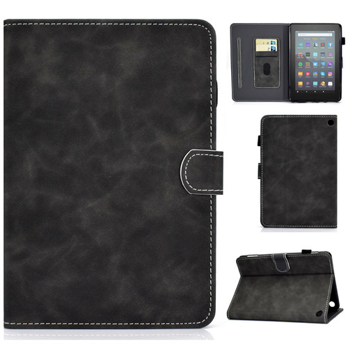 For Amazon Kindle Fire 7 2022 Cowhide Texture Smart Leather Tablet Case(Grey)