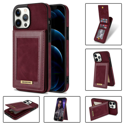 For iPhone 12 Pro N.BEKUS Vertical Flip Card Slot RFID Phone Case(Wine Red)