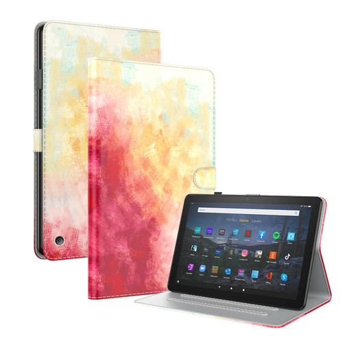 For Amazon Kindle Fire 7 2022 Watercolor Pattern Flip Leather Tablet Case(Spring Cherry)