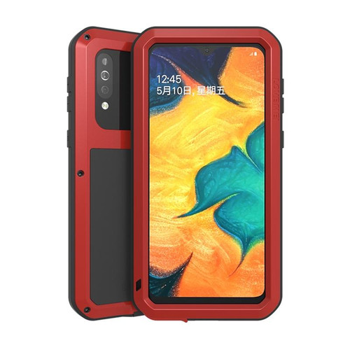 For Galaxy A40s LOVE MEI Metal Shockproof Waterproof Dustproof Protective Case(Red)