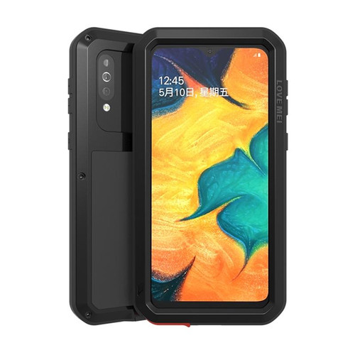 For Galaxy A40s LOVE MEI Metal Shockproof Waterproof Dustproof Protective Case(Black)
