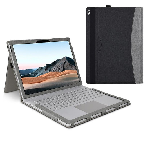 For MicroSoft Surface Book 3 / 2 / 1 15 inch Leather Laptop Case(Black Grey)