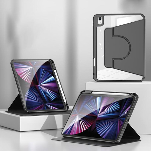 2 in 1 Acrylic Split Rotating Leather Tablet Case For iPad Pro 12.9 2022 / 2020 / 2021 / 2018(Black)