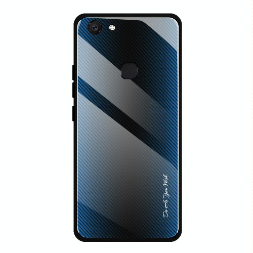 For Vivo V7 Texture Gradient Glass Protective Case(Blue)