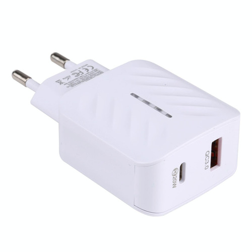 LZ-822A+C PD 20W USB-C / Type-C + QC 3.0 USB Fast Travel Charger, EU Plug