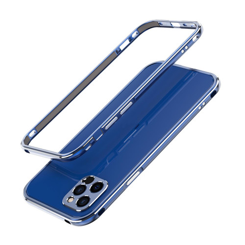 For iPhone 12 mini Aurora Series Lens Protector + Metal Frame Protective Case (Blue)