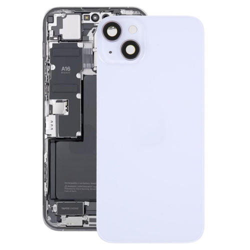 Glass Battery Back Cover with Holder for iPhone 14 Plus(Purple)