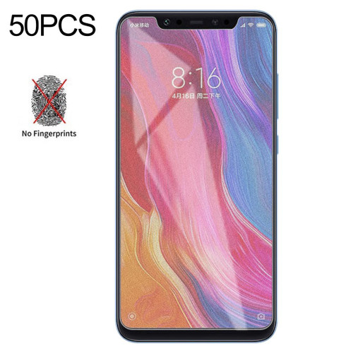 50 PCS Non-Full Matte Frosted Tempered Glass Film for Xiaomi Mi 8, No Retail Package