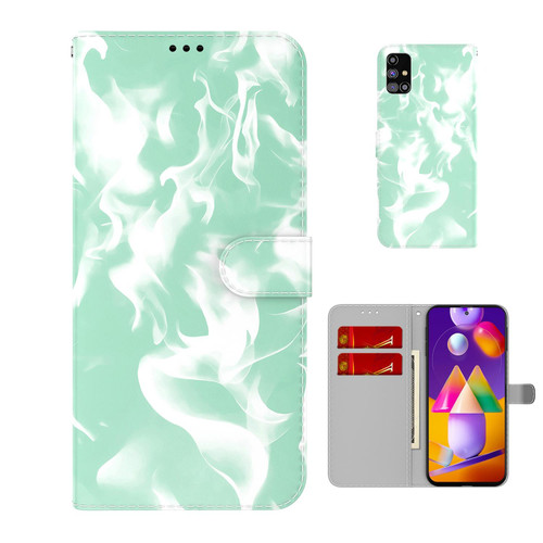 For Samsung Galaxy M31s Cloud Fog Pattern Horizontal Flip Leather Case with Holder & Card Slot & Wallet(Mint Green)