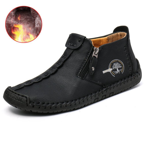 Men Martin Boots Large Size Boots Leisure Tooling Boots, Size: 39(Black Plus Velvet)
