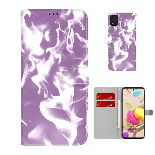 For LG K42 Cloud Fog Pattern Horizontal Flip Leather Case with Holder & Card Slot & Wallet(Purple)