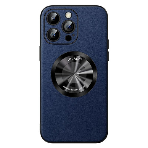 For iPhone 14 Pro Max SULADA Microfiber Leather MagSafe Magnetic Phone Case(Blue)