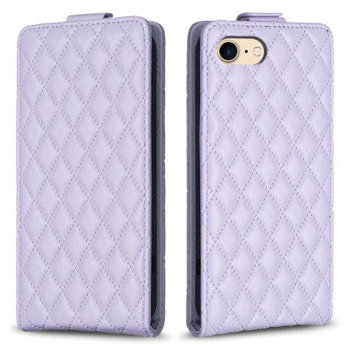 For iPhone SE 2022 / 2020 /7 / 8 Diamond Lattice Vertical Flip Leather Phone Case(Purple)