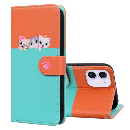 For iPhone 12 mini Cute Pet Series Color Block Buckle Leather Phone Case(Sky Blue)