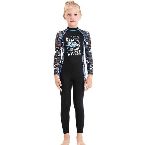 DIVE&SAIL Children Sun Protection Long Sleeve Quick Dry Diving Suit, Size: L(Girls Black)