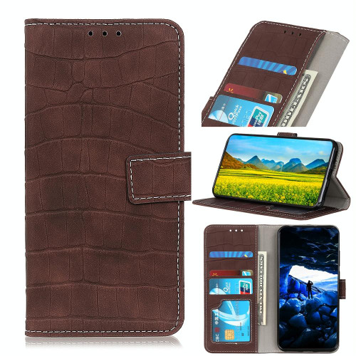 For Wiko Y62 Magnetic Crocodile Texture Horizontal Flip Leather Case with Holder & Card Slots & Wallet(Brown)