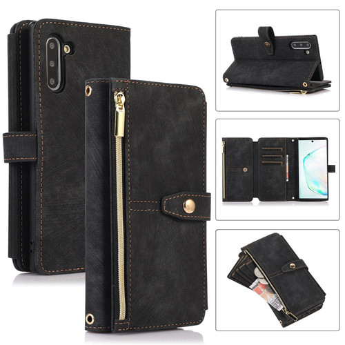 For Samsung Galaxy Note10 Dream 9-Card Wallet Zipper Bag Leather Phone Case(Black)