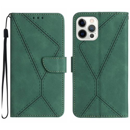 For iPhone 14 Pro Max Stitching Embossed Leather Phone Case(Green)