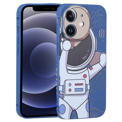 For iPhone 12 mini Spaceman Binoculars Phone Case(Blue and Beige)