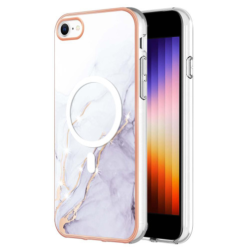 For iPhone 8 / SE 2022 / 2020 Marble Pattern Dual-side IMD Magsafe TPU Phone Case(White 006)