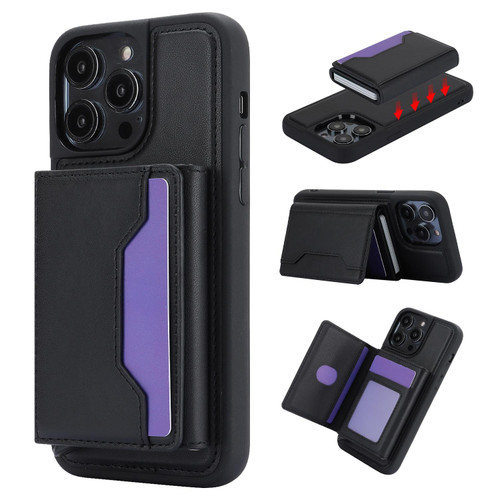 For iPhone 11 Pro RFID Anti-theft Detachable Card Bag Leather Phone Case(Black)