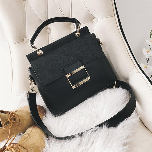 Women Frosted Wide Shoulder Strap Crossbody Square Bag Tote Single Shoulder Bag(Black)