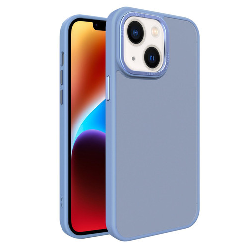 For iPhone 14 Plus All-inclusive TPU Edge Acrylic Back Phone Case(Sierra Blue)