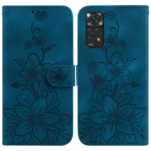 For Xiaomi Redmi Note 11 Global / Note 11S Lily Embossed Leather Phone Case(Dark Blue) For Xiaomi Redmi Note 11 Global / Note 11S Lily Embossed Leather Phone Case(Dark Blue)