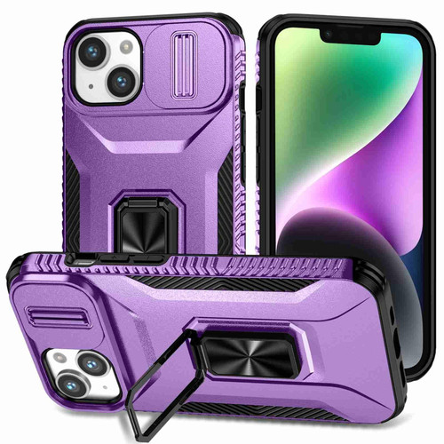 For iPhone 14 Sliding Camshield Holder Phone Case(Purple)