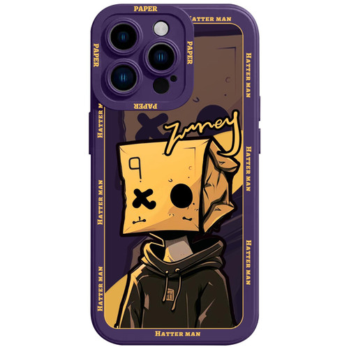 For iPhone 15 Pro Max Liquid Angel Eyes Paper Bag Man TPU Phone Case(Purple)