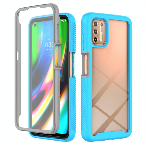 For Motorola Moto G9 Plus(2021) Starry Sky Solid Color Series Shockproof PC + TPU Case with PET Film(Sky Blue) For Motorola Moto G9 Plus(2021) Starry Sky Solid Color Series Shockproof PC + TPU Case with PET Film(Sky Blue)