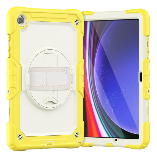 For Samsung Galaxy Tab A9+ Silicone + PC Tablet Case with Shoulder Strap(Yellow)