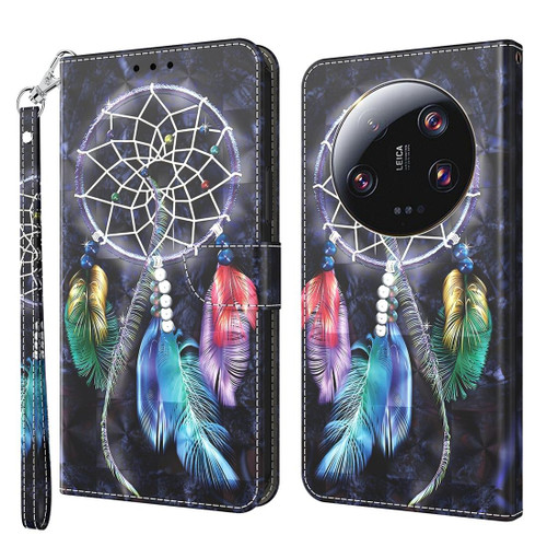 For Xiaomi 13 Ultra 3D Painted Pattern Leather Phone Case(Colorful Dreamcatcher)
