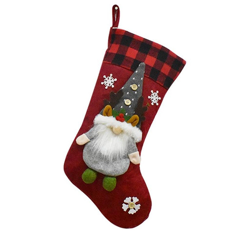 Christmas Faceless Doll Decoration Pendant Cartoon Children Gift Candy Bag(Grey)