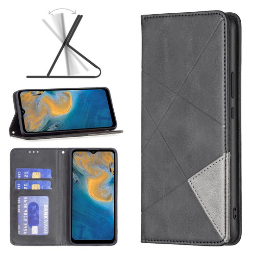 For ZTE Blade A51 Prismatic Invisible Magnetic Leather Phone Case(Black)