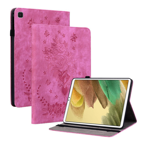 For Samsung Galaxy A7 Lite T220 / T225 Butterfly Rose Embossed Leather Tablet Case(Rose Red)