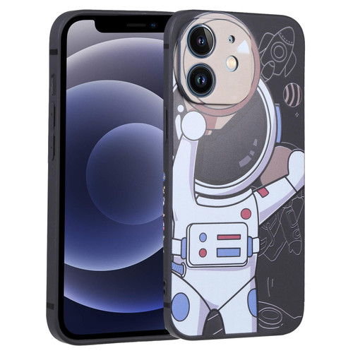 For iPhone 12 mini Spaceman Binoculars Phone Case(Black and Beige)