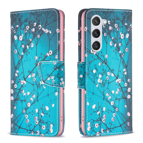 For Samsung Galaxy S24 5G Colored Drawing Pattern Leather Phone Case(Plum Blossom)