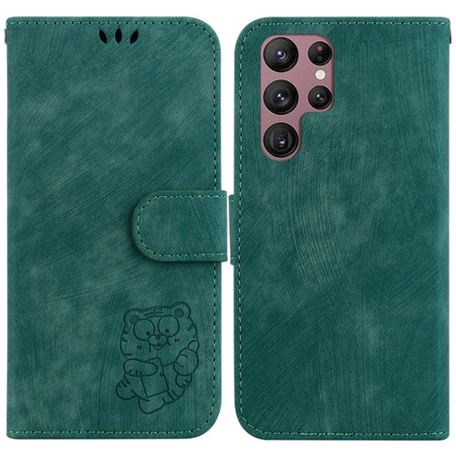For Samsung Galaxy S22 Ultra 5G Little Tiger Embossed Leather Phone Case(Green) For Samsung Galaxy S22 Ultra 5G Little Tiger Embossed Leather Phone Case(Green)
