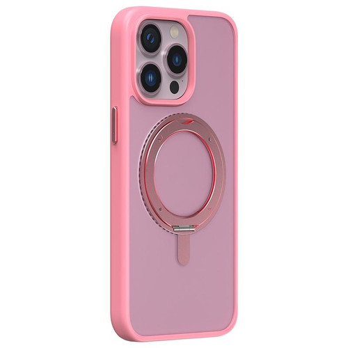 For iPhone 15 Pro MOMAX Magsafe Magnetic Metal Rotating Holder Phone Case(Pink)