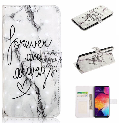For Samsung Galaxy A70 Oil Embossed 3D Drawing Leather Phone Case(Words Marble)