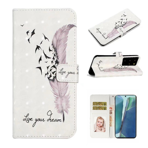 For Samsung Galaxy Note20 Ultra Oil Embossed 3D Drawing Leather Phone Case(Feather) For Samsung Galaxy Note20 Ultra Oil Embossed 3D Drawing Leather Phone Case(Feather)