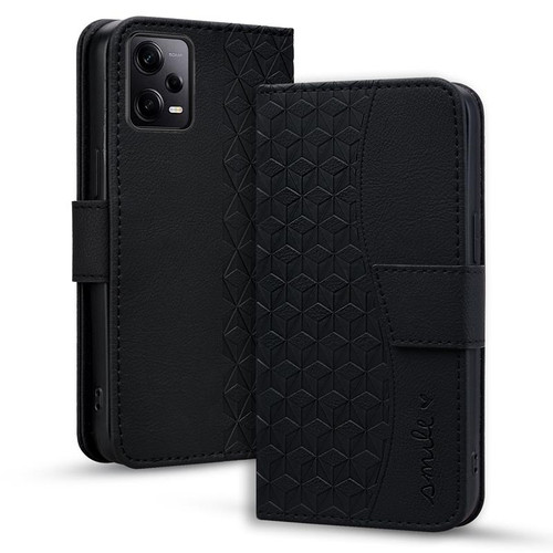 For Xiaomi Redmi Note 12 Pro+ 5G Global Business Diamond Buckle Leather Phone Case with Lanyard(Black)