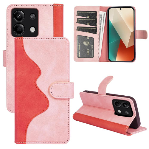 For Xiaomi Redmi Note 13 Stitching Horizontal Flip Leather Phone Case(Red)